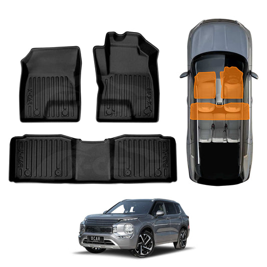 Front Rear Floor Mats for Mitsubishi Outlander ZM Series PHEV 2021-2025 Heavy Duty All Weather Car Mats Carpet Liner Set