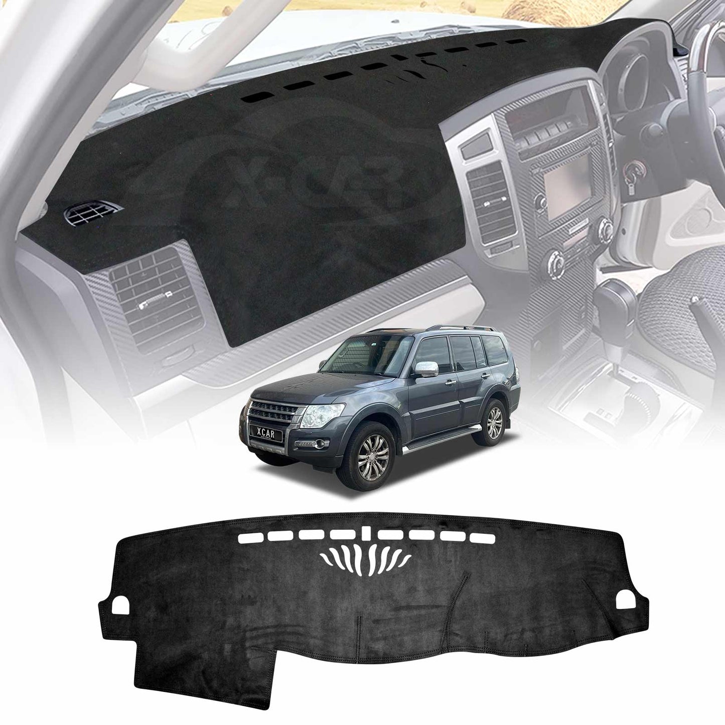Dash Mat for Mitsubishi Pajero 2006-2022 Non-Slip Microfiber Pad Cover Interior Accessories