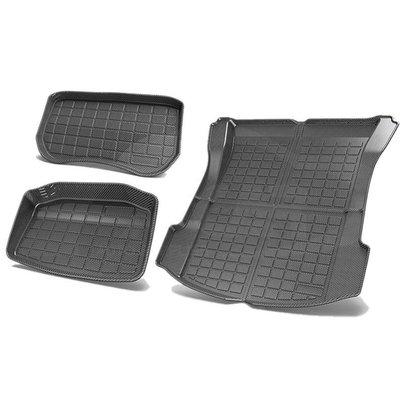 Interior Liners Set for Tesla Model 3 Carbon Fiber Style Heavy Duty Rear Front Cargo Trunk Cover Mat Luggage Tray 2019-2023