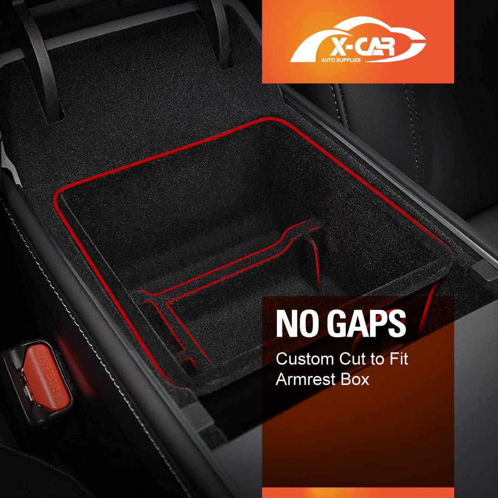 Tesla Model 3 2017-2023 and Model Y 2021-2025 Flocked Center Console Armrest Organizer Tray Storage Box