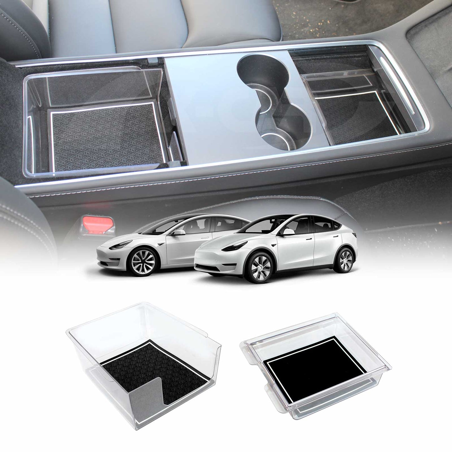Premium Centre Console Organizer Tray for Tesla Model 3 2017-2023 and Model Y 2021-2025 Armrest Storage Box Cubby Drawer Container
