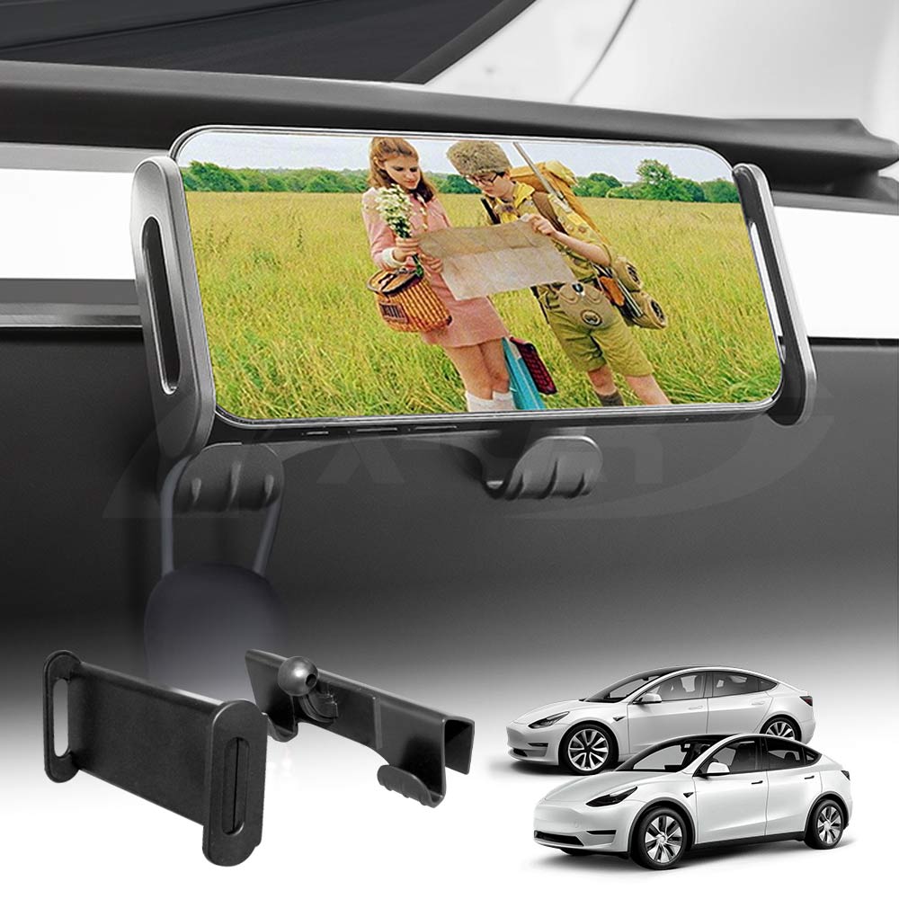 2 in 1 Adjustable Phone and Tablet Holder Mount for Tesla Model 3 2017-2023 and Model Y 2021-2025 Passenger Side