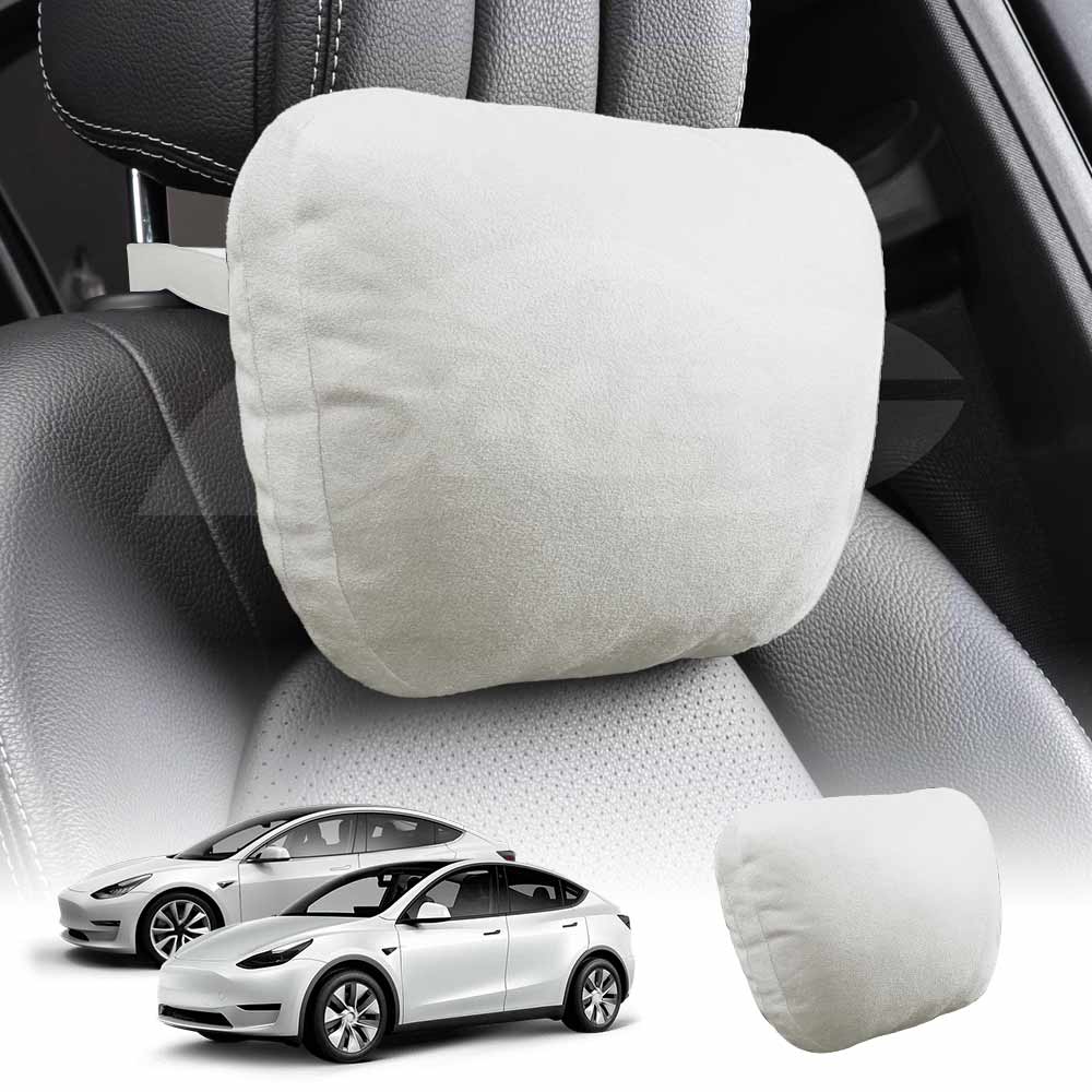 White Headrest Pillow for Tesla Model 3 2017-2023 and Model Y 2021-2025 Car Seat Neck Support Cushion Accessories