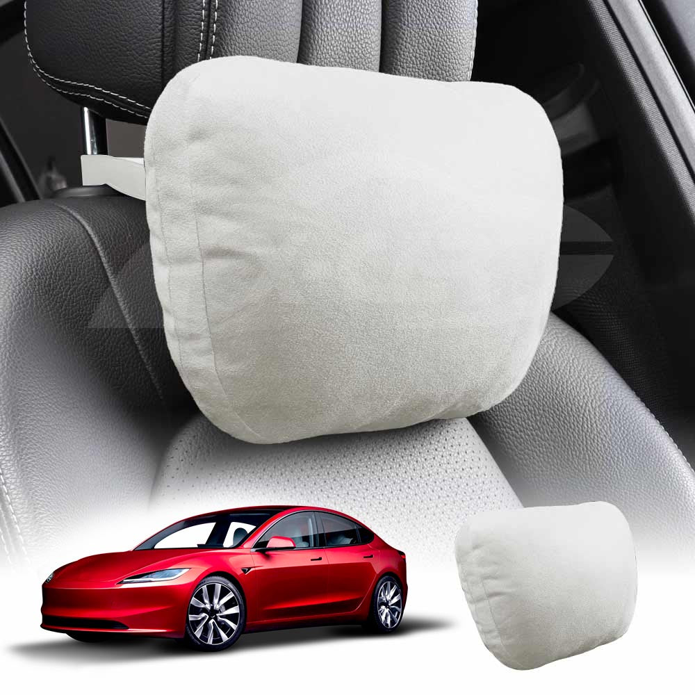 White Headrest Pillow for Tesla Model 3 Highland 2023-2025 Car Seat Neck Support Cushion Accessories