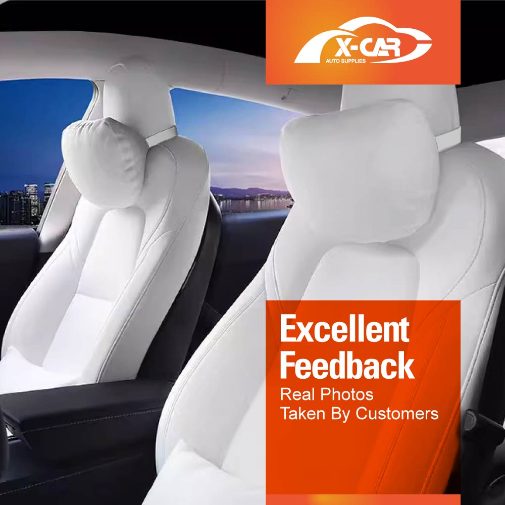 White Headrest Pillow for Tesla Model 3 2017-2023 and Model Y 2021-2025 Car Seat Neck Support Cushion Accessories