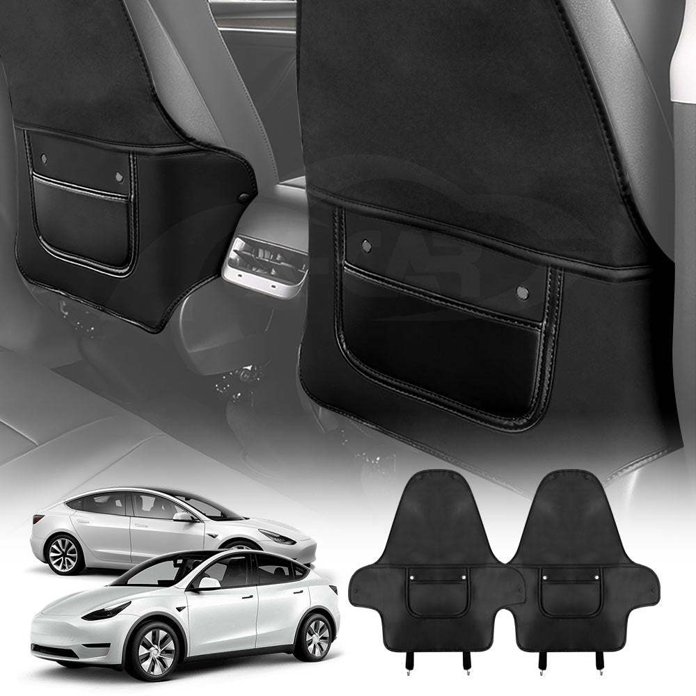 Tesla Model 3 2017-2023 and Model Y 2021-2025 Car Seat Back Protectors Kick Mats Cover Black Set of 2