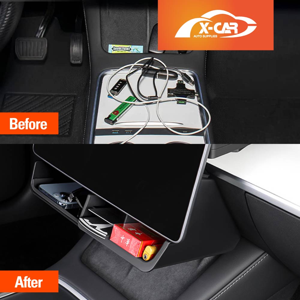 Tesla Model 3 2017-2023 and Model Y 2021-2025 Center Console Organizer Under Screen Storage Box Tray - Large