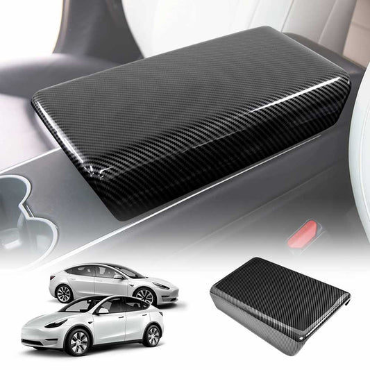 Tesla Model 3 2017-2023 and Model Y 2021-2025 Carbon Fiber Style Center Console Armrest Pad Cover Interior Decoration Protector