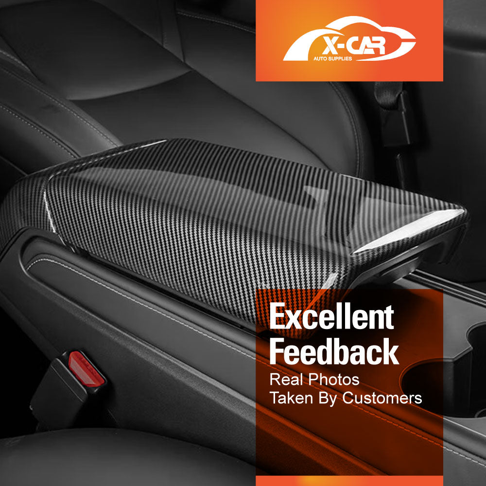 Tesla Model 3 2017-2023 and Model Y 2021-2025 Carbon Fiber Style Center Console Armrest Pad Cover Interior Decoration Protector