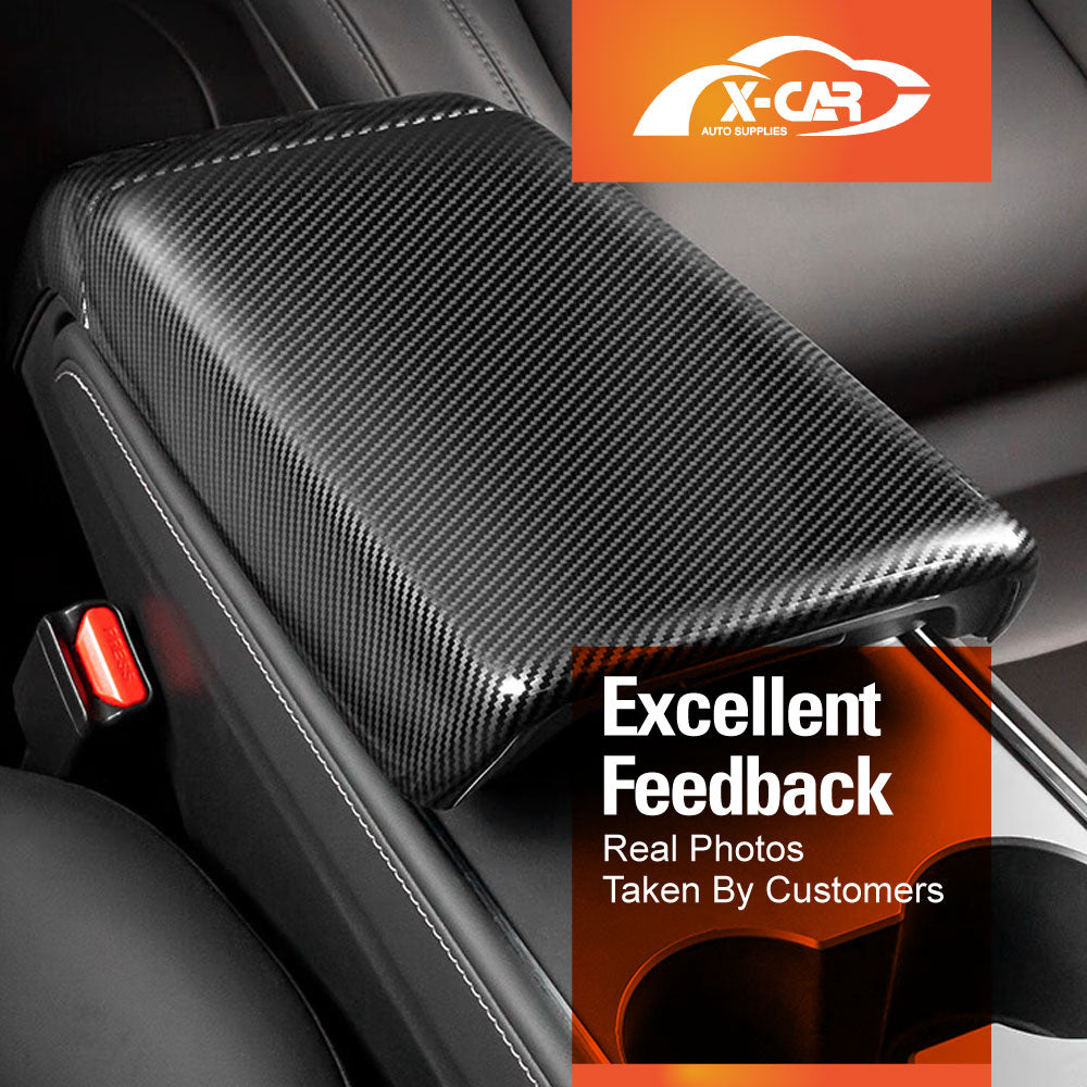 Tesla Model 3 2017-2023 and Model Y 2021-2025 Carbon Fiber Style Center Console Armrest Pad Cover Interior Decoration Protector