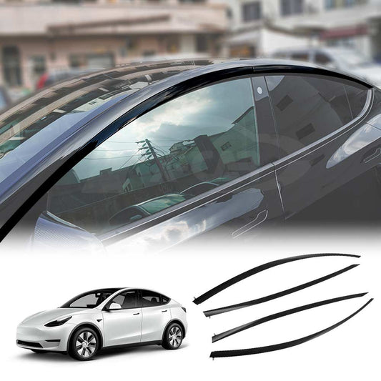 Weathershields for Tesla Model Y 2022-2025 Car Weather Shields Wind Deflectors Window Sun Visor 4-Piece Set