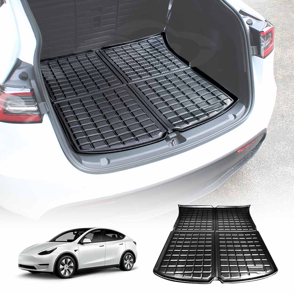Carbon Fiber Texture Boot Liner for Tesla Model Y 2022-2025 Heavy Duty Rear Cargo Trunk Cover Mat Luggage Tray