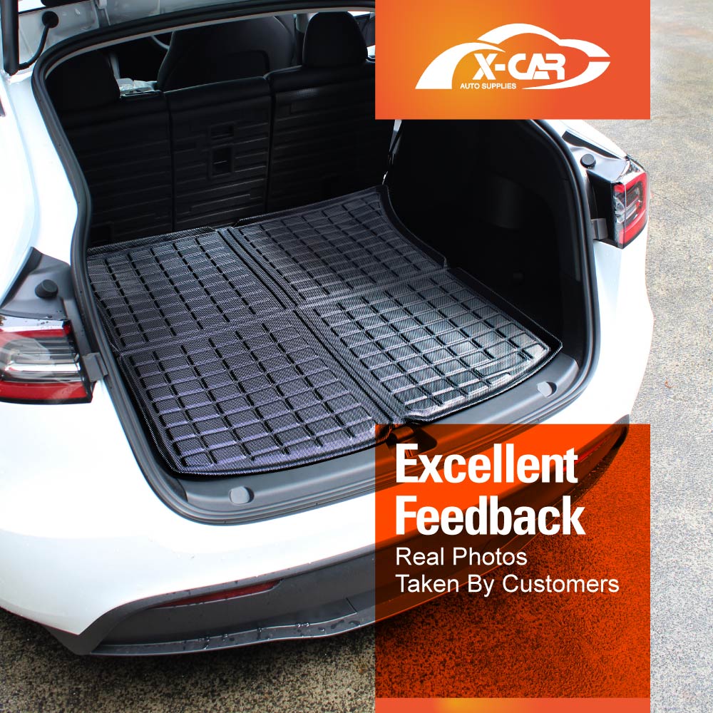 Carbon Fiber Texture Boot Liner for Tesla Model Y 2022-2025 Heavy Duty Rear Cargo Trunk Cover Mat Luggage Tray