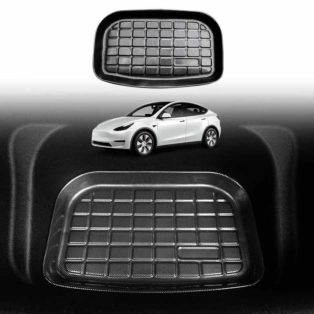 Carbon Fiber Texture Boot Liner for Tesla Model Y 2022-2025 Heavy Duty Front Rear Well Storage Cargo Trunk Cover Mat Luggage Tray