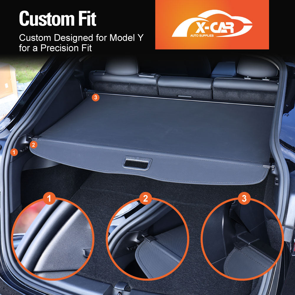 Retractable Car Trunk Shelf Shade Rear Cargo Security Shield Luggage Privacy Cover Blinder for Tesla Model Y 2022-2023