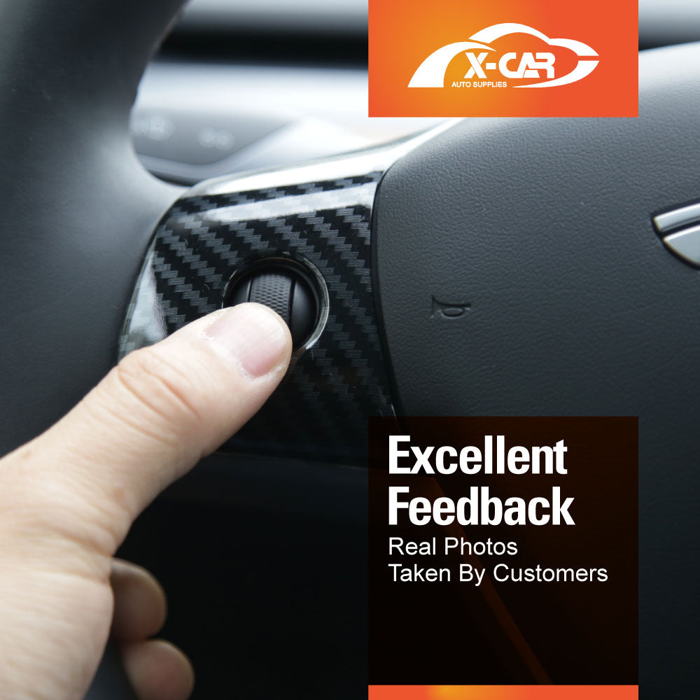 Tesla Model 3 2017-2023 and Model Y 2021-2025 Car Steering Wheel Cover Trim Set Car Interior Protection Accessories Carbon Fibre Style