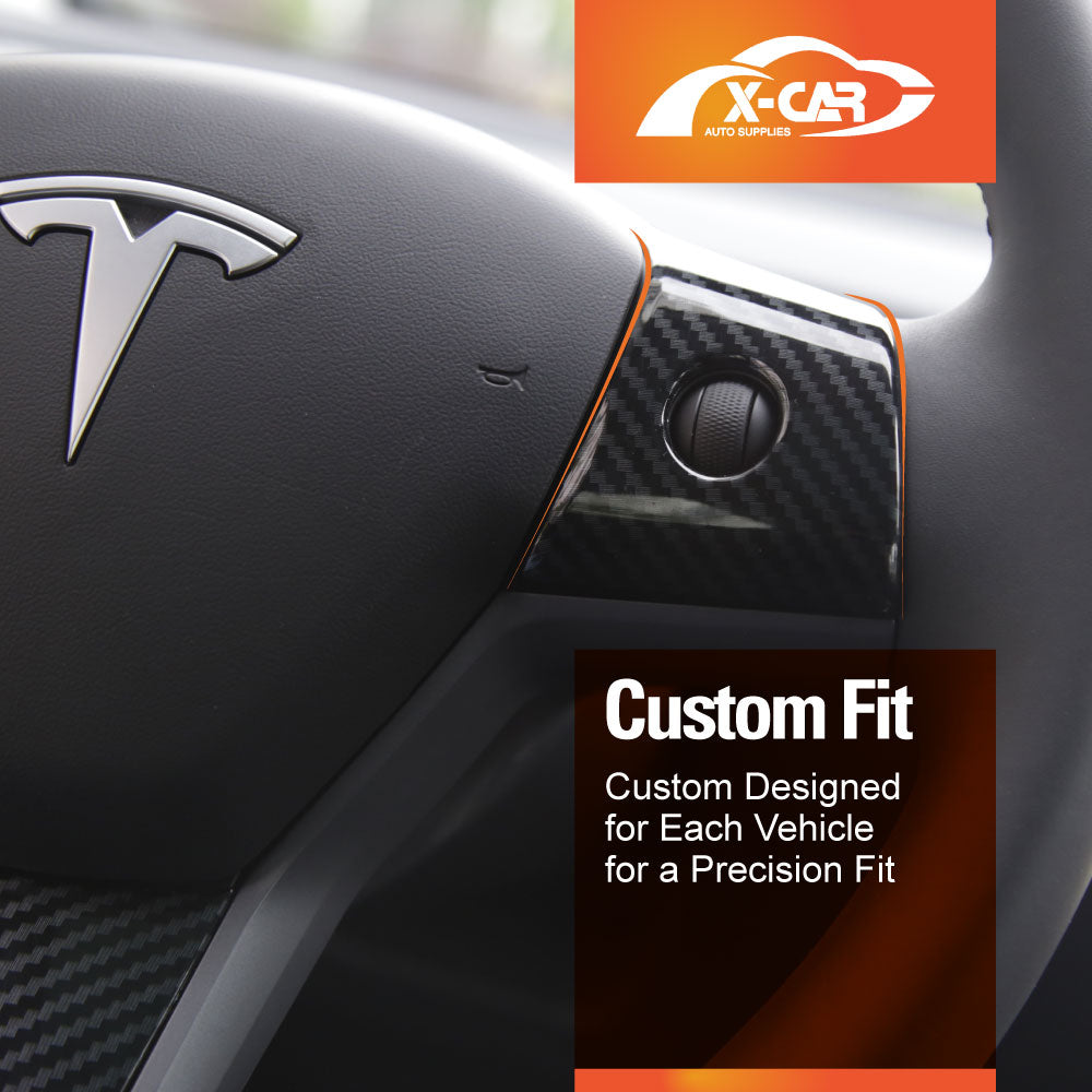 Tesla Model 3 2017-2023 and Model Y 2021-2025 Car Steering Wheel Cover Trim Set Car Interior Protection Accessories Carbon Fibre Style