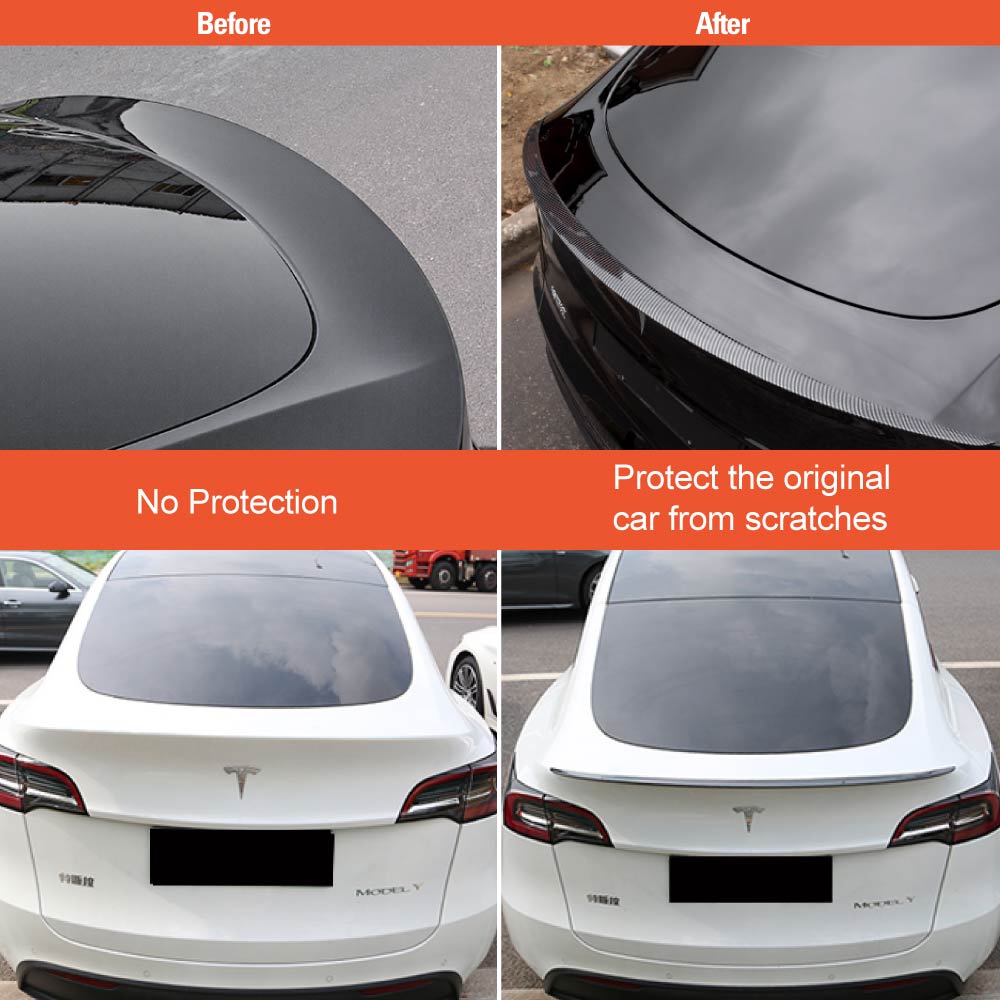 Carbon Fiber Style Spoiler for Tesla Model Y 2022-2025 Rear Trunk Wing Lip Tail Performance Style