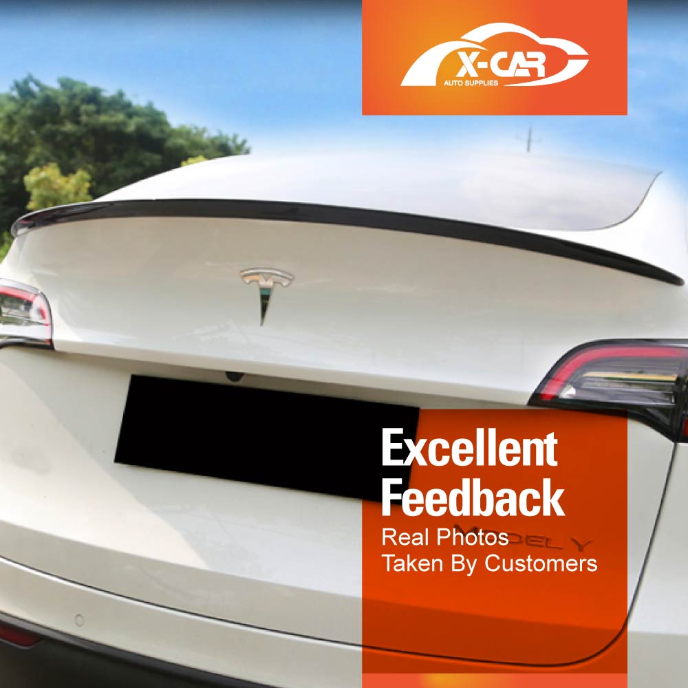 Carbon Fiber Style Spoiler for Tesla Model Y 2022-2025 Rear Trunk Wing Lip Tail Performance Style