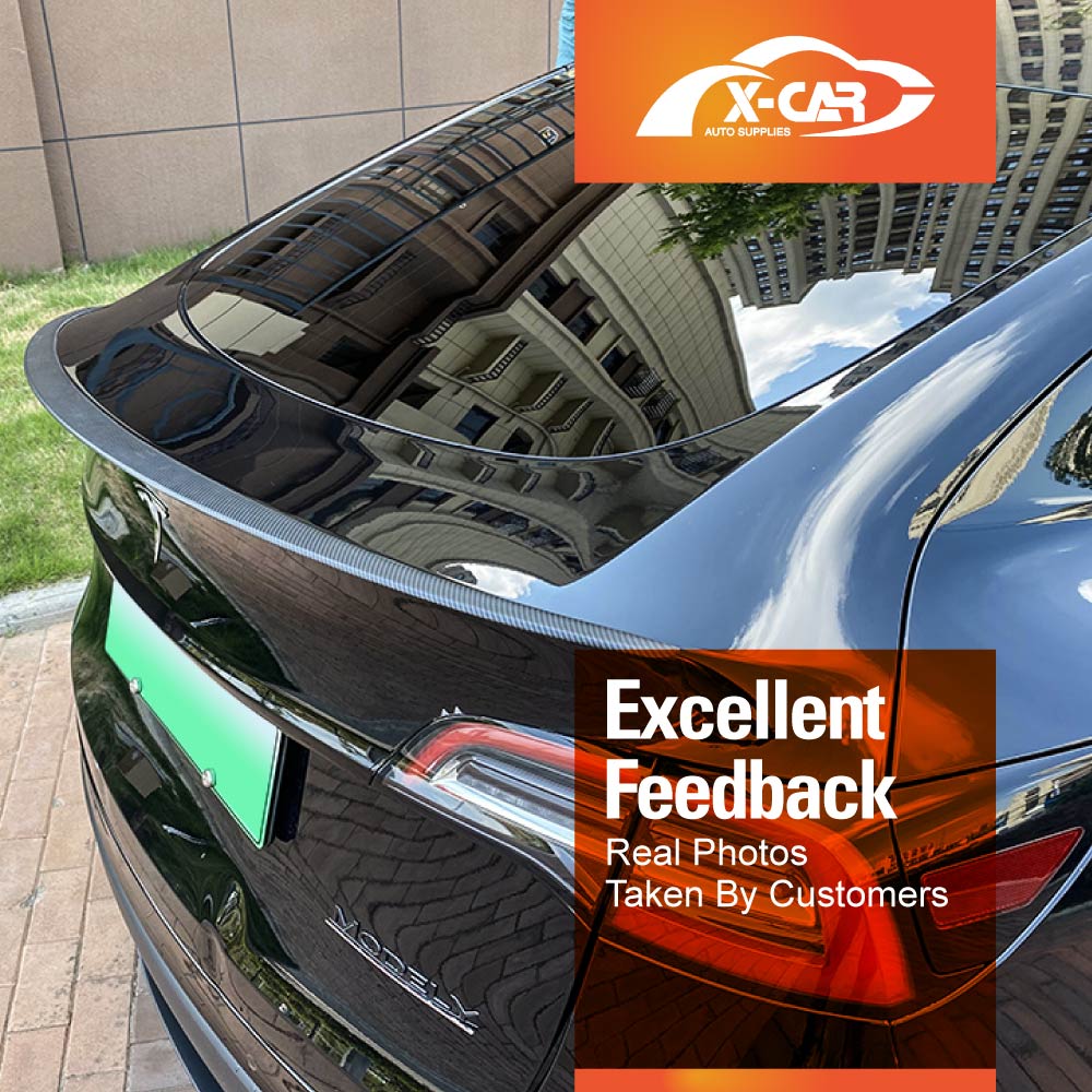 Carbon Fiber Style Spoiler for Tesla Model Y 2022-2025 Rear Trunk Wing Lip Tail Performance Style