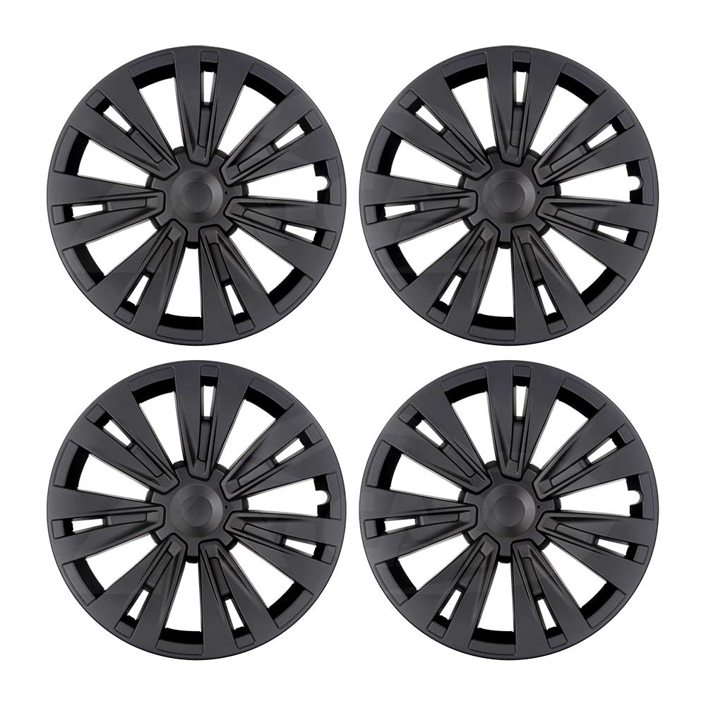 Tesla Model Y 2022-2025 Wheel Protector Cover Hub Caps 19 Inch Rim Hubcap X Plaid Matt Black Exterior Accessories (Set of 4)
