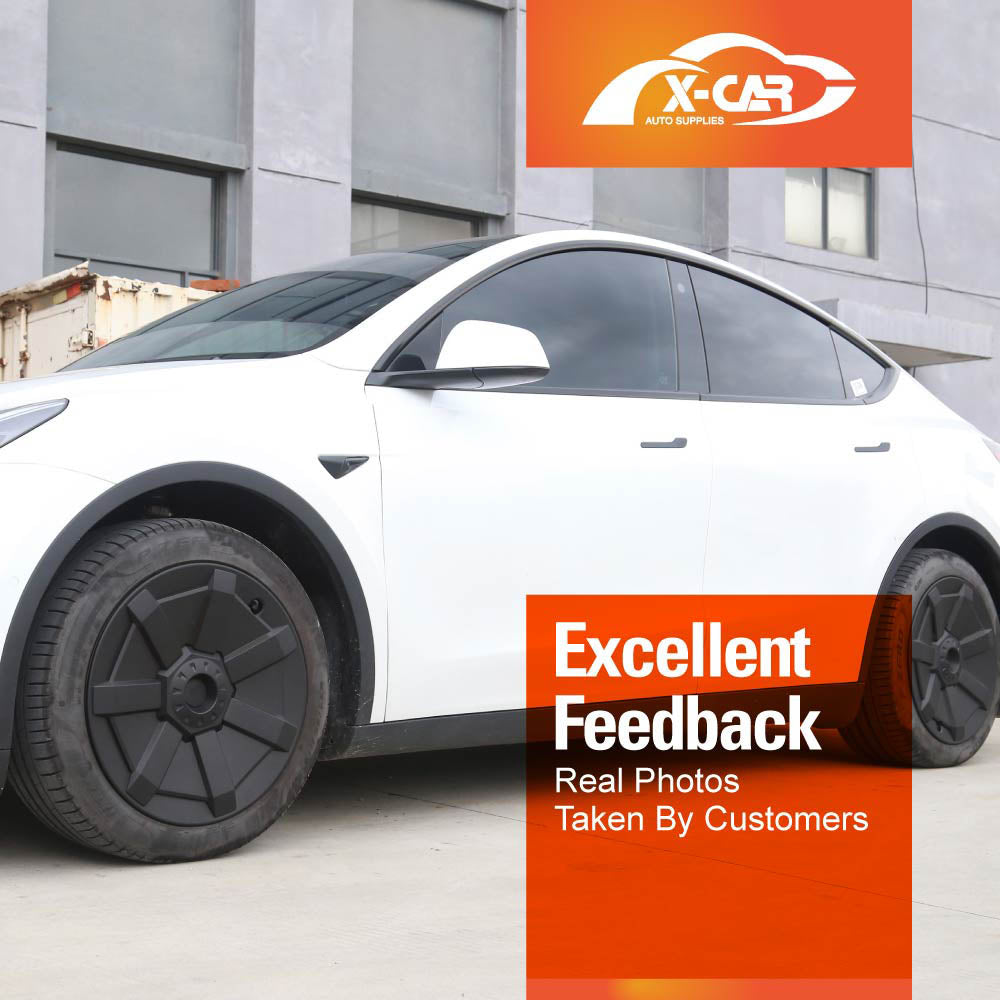 Tesla Model Y 2022-2025 Wheel Protector Cover Caps 19 Inch Rim Hubcap Hub Cap Cybertruck Style Matt Black (Set of 4)