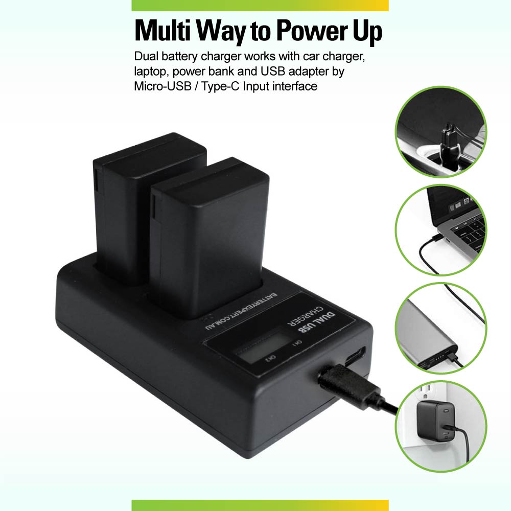 2 Replacement Battery and External USB Dual Charger for Nikon Z50/Zfc/Z 50/Z fc EN-EL25 EN-EL25a Camera