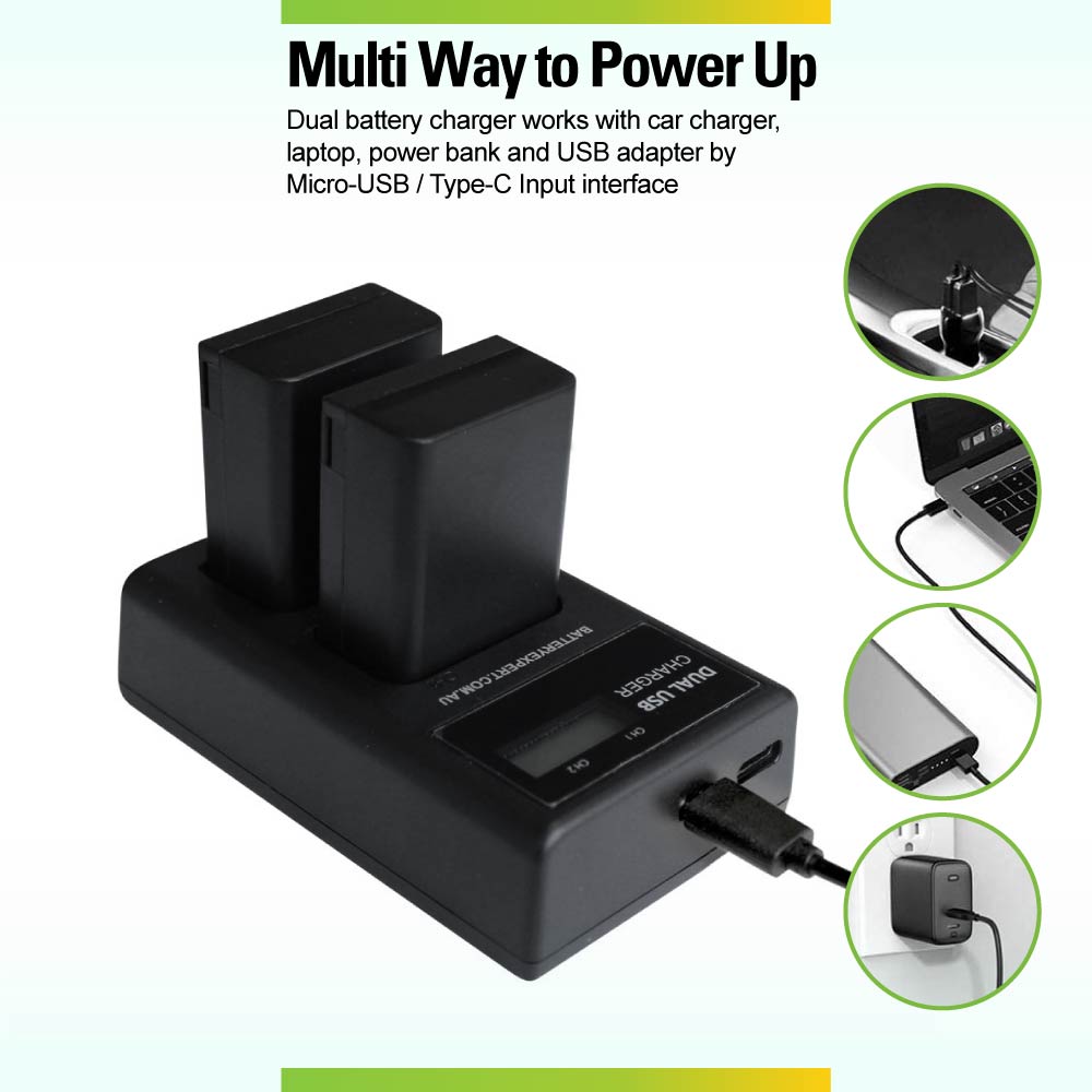External USB Dual Battery Charger for Nikon Z50/Zfc/Z 50/Z fc EN-EL25 EN-EL25a Camera