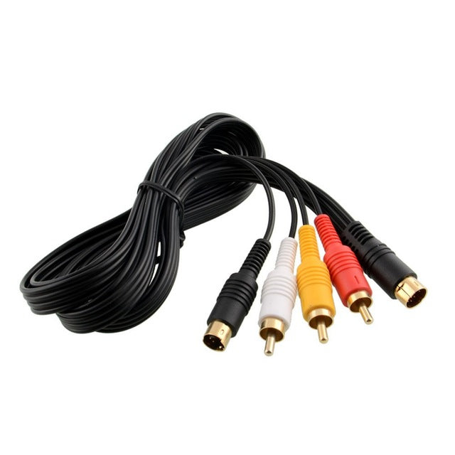 1.8m Gold Plated S-Video RCA AV TV Composite Cable Lead Cord for SEGA Saturn