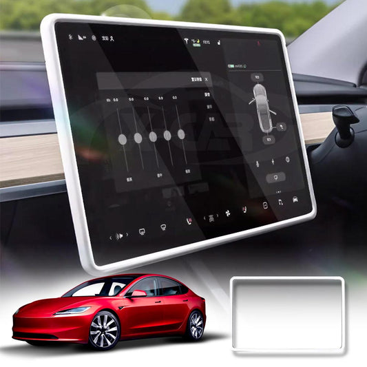 Tesla Model 3 Highland 2023-2025 Screen Protector Frame Protection Silicone Cover Case Accessories White
