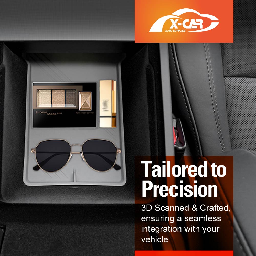 Grey Soft Silicone Organizer Pad Set for Tesla Model 3 Highland 2023-2025 Center Console Armrest Storage Cup Holder Coaster Non-Slip Mat