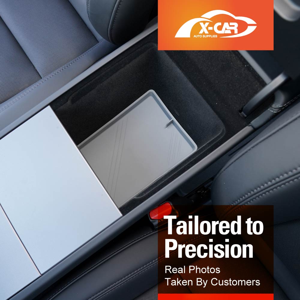 Grey Soft Silicone Organizer Pad Set for Tesla Model 3 Highland 2023-2025 Center Console Armrest Storage Cup Holder Coaster Non-Slip Mat