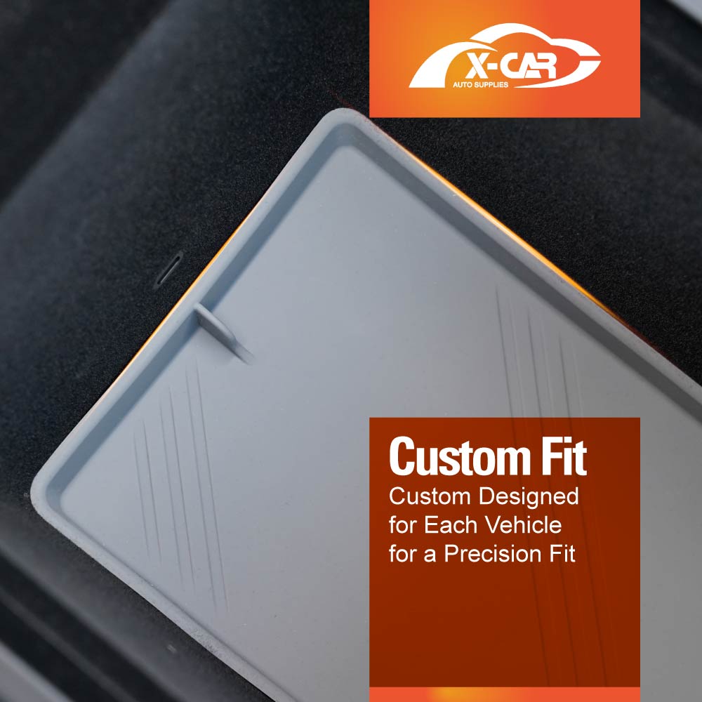 Grey Soft Silicone Armrest Storage Organizer Mat for Tesla Model 3 Highland 2023-2025 Center Console Non-Slip Pad