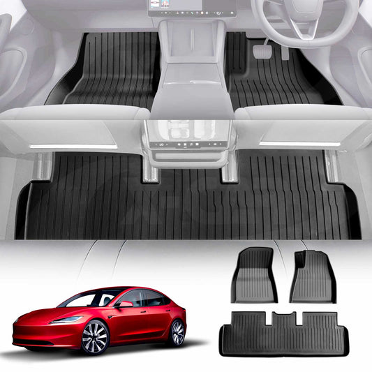 Tesla Model 3 Highland 2023-2025 Heavy Duty 3D All Weather Car Mats Floor Liners Complete Set
