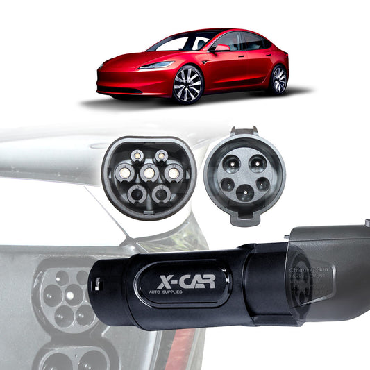Tesla Model 3 Highland 2023-2025 EV Charger Connector Type 1 to Type 2 Adapter SAE J-1772 to IEC62196 32A 250V AC IP54