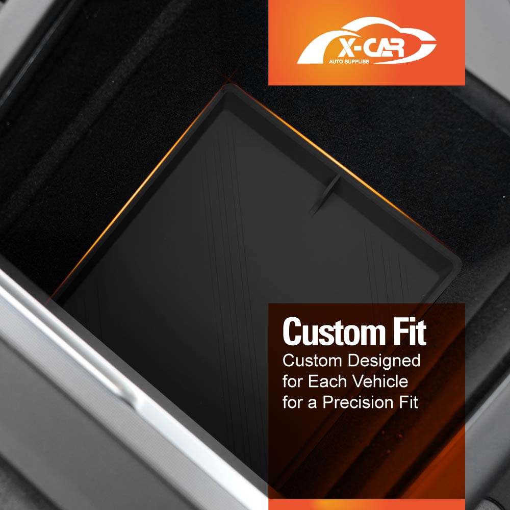 Center Console Organizer Mat for Tesla Model 3 Highland 2023-2025 Black Soft Silicone Non-Slip Pad