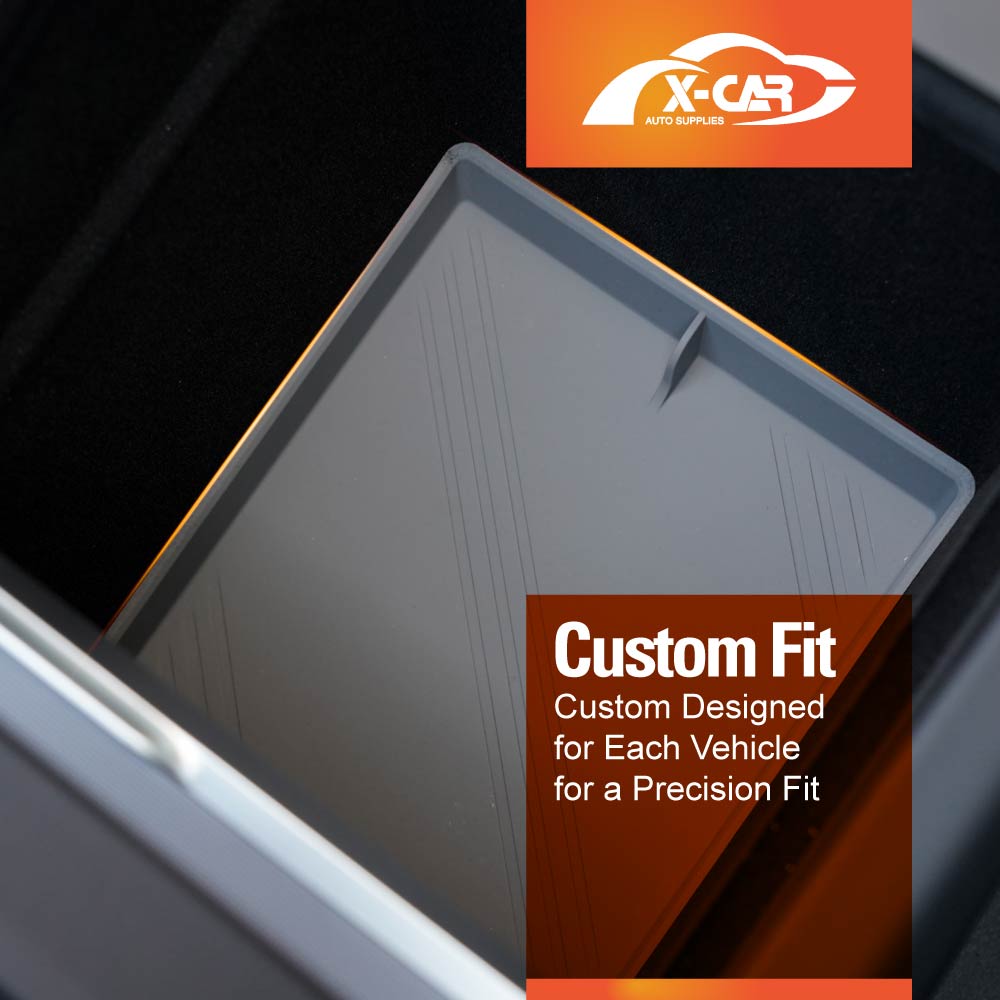 Center Console Organizer Mat for Tesla Model 3 Highland 2023-2025 Grey Soft Silicone Non-Slip Pad