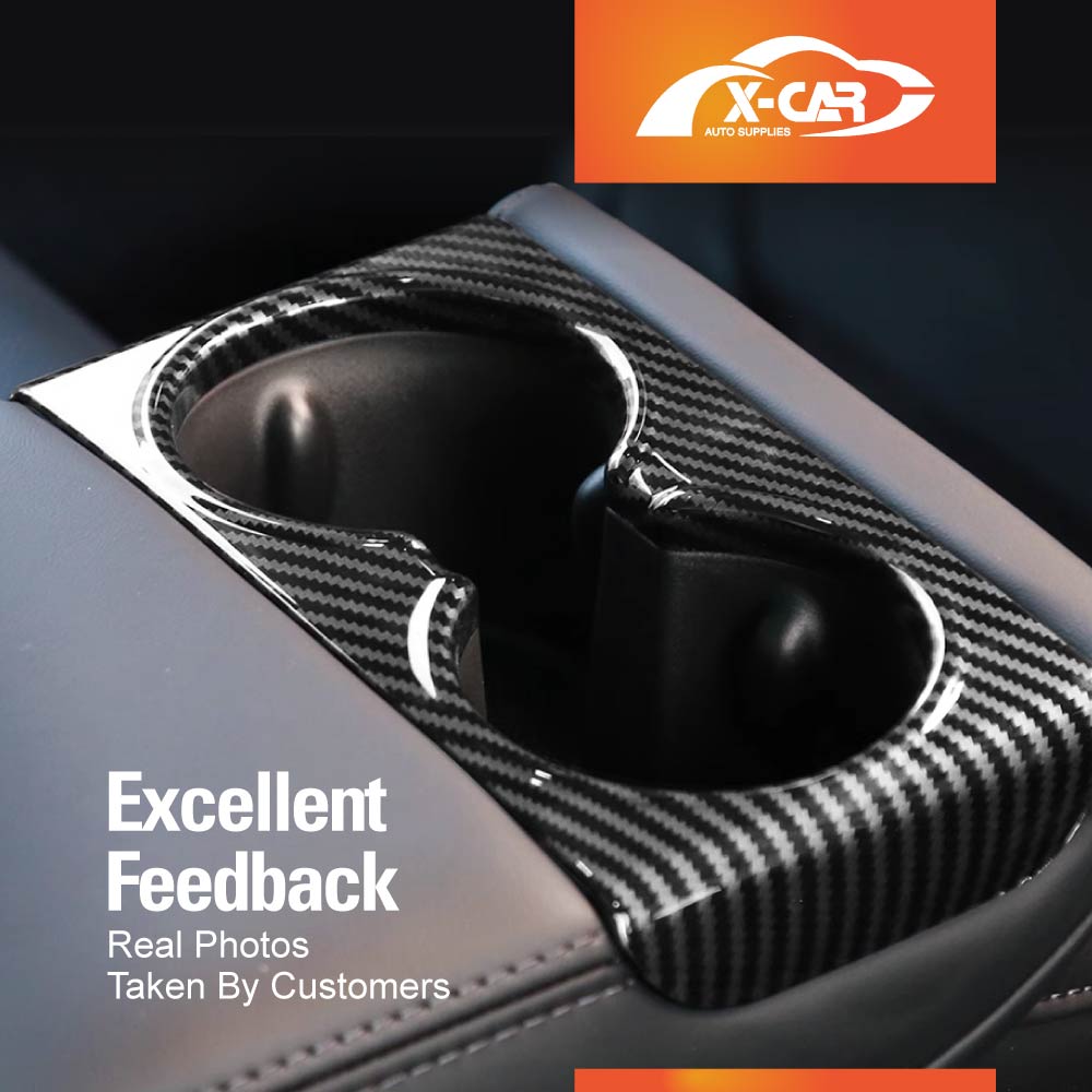 Carbon Fiber Style Panel Trim Set for Tesla Moel 3 Highland 2023-2025 Side View Camera Rear AC Vent Steering Wheel Cup Holder