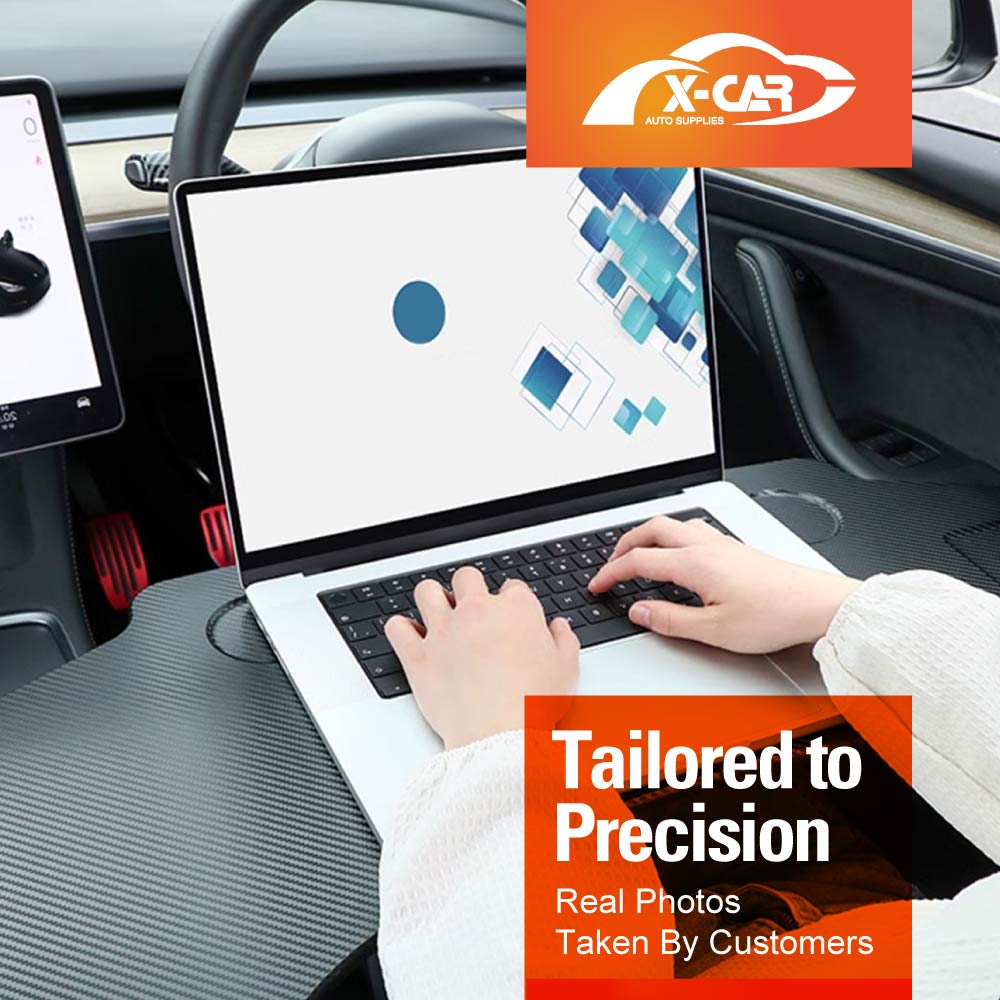 Foldable Table Tray for Tesla Model 3/Y 2017-2025 Carbon Fibre Style Workstation Desk Interior Accessories