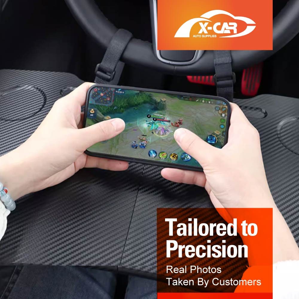 Foldable Table Tray for Tesla Model 3/Y 2017-2025 Carbon Fibre Style Workstation Desk Interior Accessories