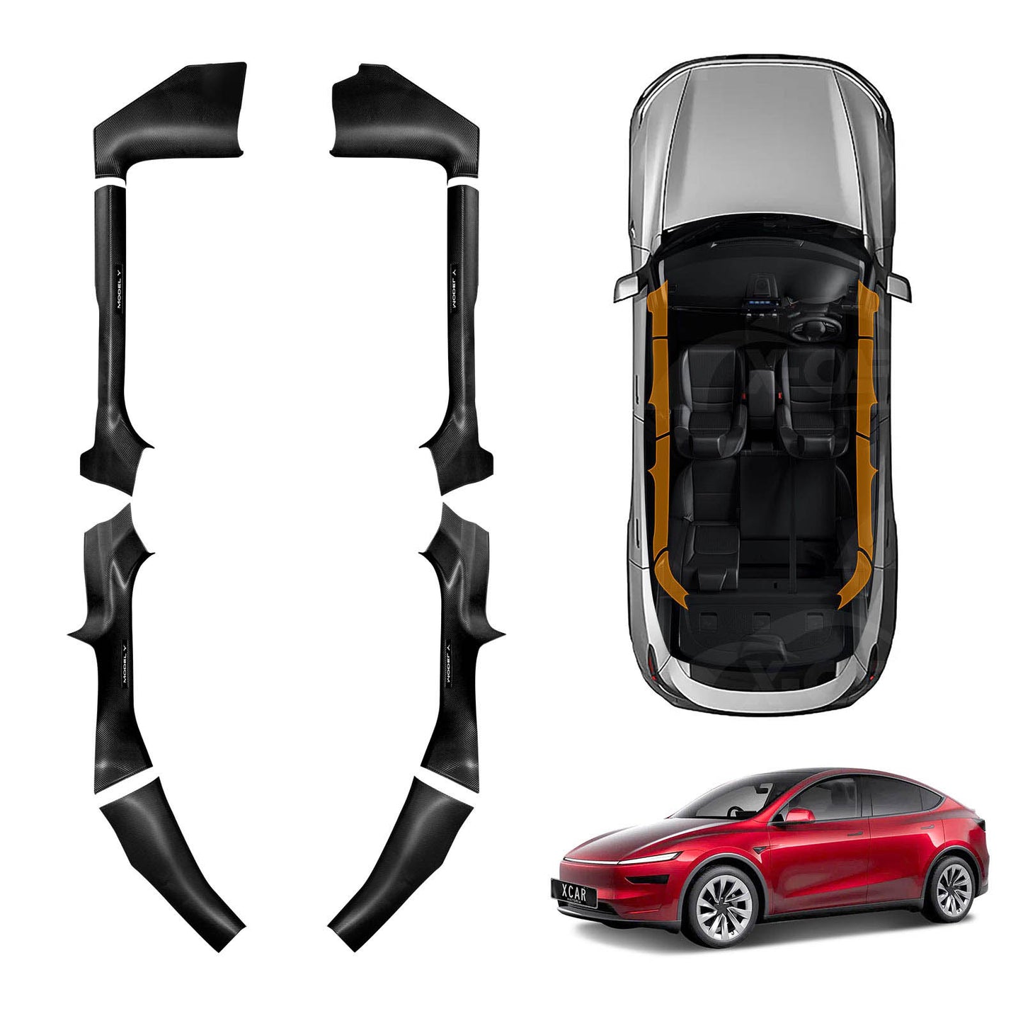 Door Sill Protector Sets for Tesla Model Y Juniper 2025-Onwards Car Threshold Scuff Trim Full Covers Guards Accessories Set of 8