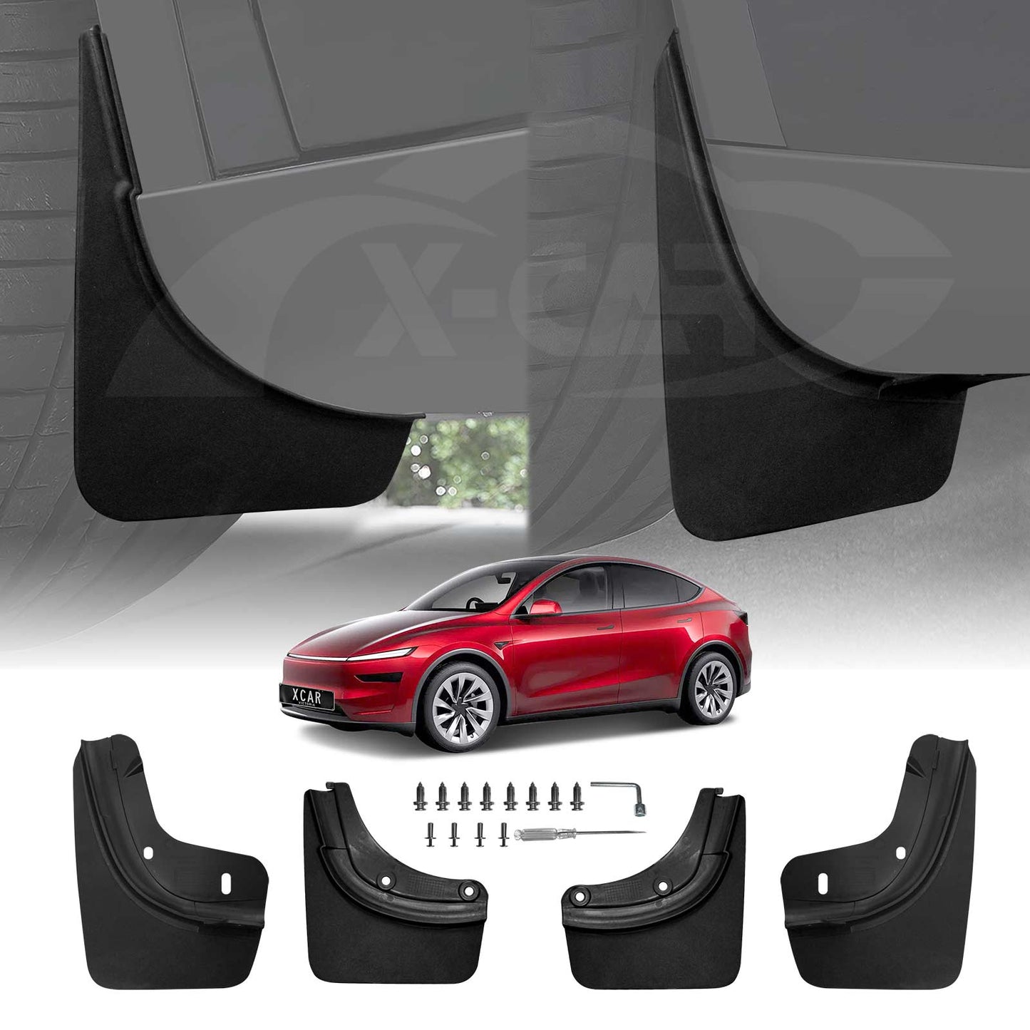 Mud Flaps Splash Guards for Tesla Model Y Juniper 2025-Onwards Long Edge Mudguard Fender Front and Rear Set of 4