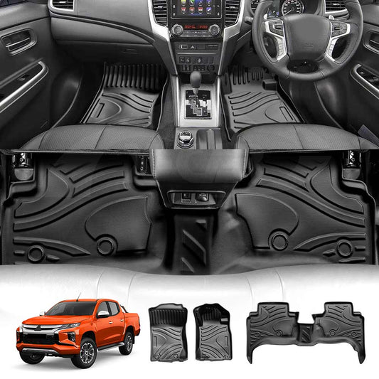 3D Customized Heavy Duty All Weather Car Mat Floor Liner Full Set Carpet for Mitsubishi Triton MQ MR Double Cab 2015-2024