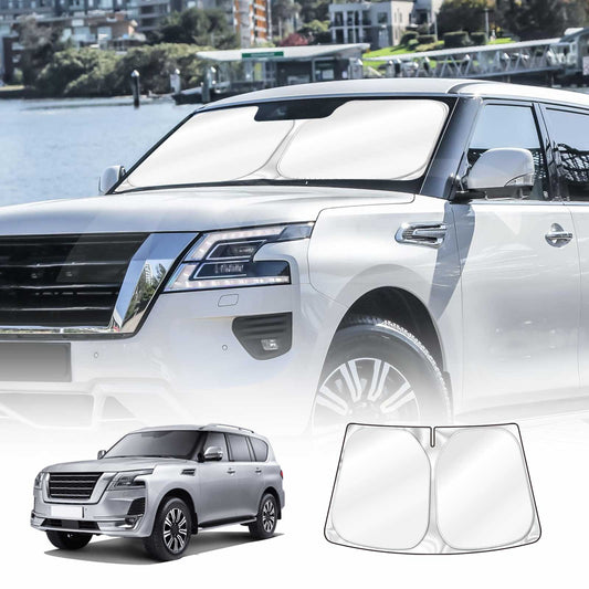 Windshield Sun Shade for Nissan Patrol 2012-2024 Y62 Series Blocks UV Rays Foldable Custom Wind Screen Sun Visor Protector