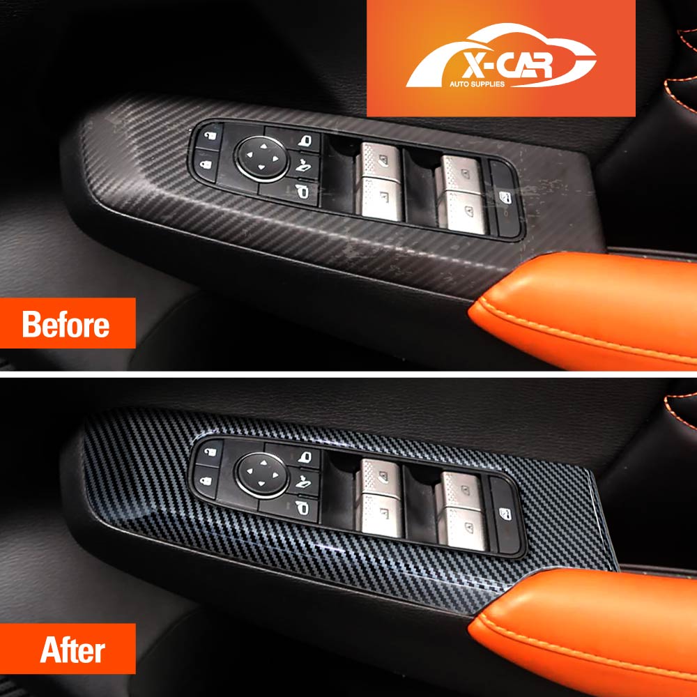 Power Window Control Switch Panel Trim Decor Cover Protector for Mitsubishi Outlander 2021-2025 Carbon Fibre Style