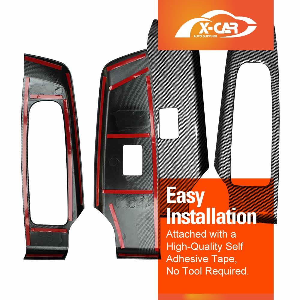 Power Window Control Switch Panel Trim Decor Cover Protector for Mitsubishi Outlander 2021-2025 Carbon Fibre Style