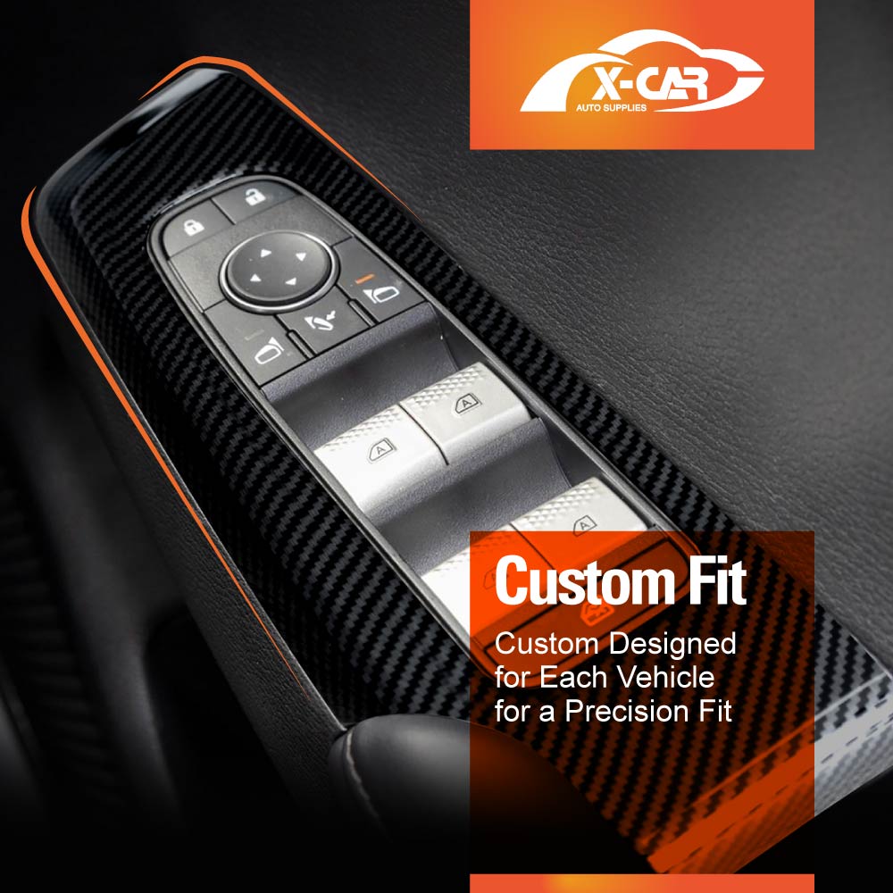 Power Window Control Switch Panel Trim Decor Cover Protector for Mitsubishi Outlander 2021-2025 Carbon Fibre Style