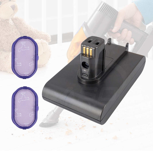 Replacement Battery and 2x Washable Pre Filter for Dyson DC31 DC34 DC35 DC44 DC45 DC30 17083-4010 917083-01 Animal Handheld Vacuum-Type A