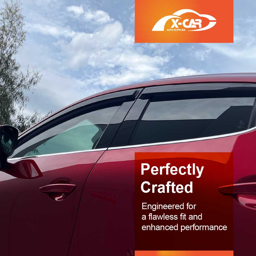 Premium Weathershields for Mazda 3 Hatch 2019-Onwards Car Weather Shields Wind Deflectors Window Sun Visor 4-Piece Set