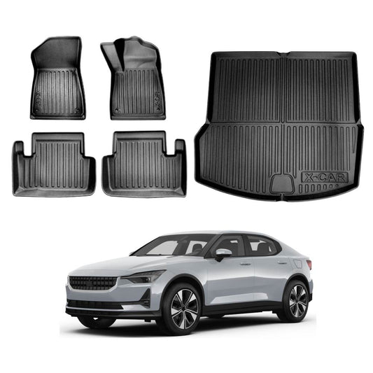 3D All-Weather Floor Mat Boot Liner Carpet for Polestar 2 2021-2025 Heavy Duty Cargo Trunk Mat Luggage Tray